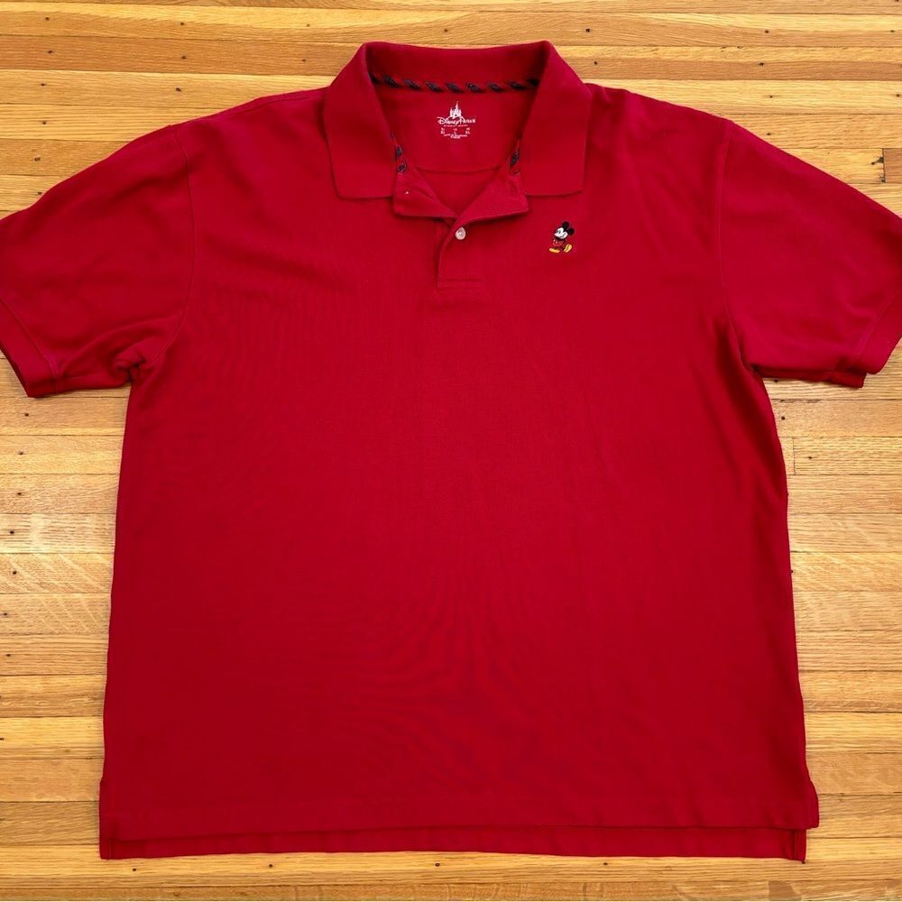 Disney Parks Mickey Mouse red embroidered short sleeve polo shirt